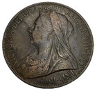 1900 Great Britain One Penny Coin  Queen Victoria Bronze 31mm Coin