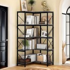 5 Tier Corner Bookcase Bookshelf Industrial Wooden Storage Display Rack Home