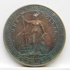 British Empire 1912b Silver  1 Trade Dollar  Bombay Mint  Toned Au