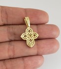 14k Gold Plated 925 Sterling Silver Gothic Cross Pendant Cuban Chain Necklace 