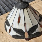 Tiffany Style Stained Glass Dragonfly Lamp Shade Cone 17  Diameter Vintage