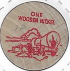 1977  Wall Lake  Iowa Centennial  Token coin  Covered Wagon Wooden Nickel