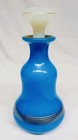 19th Cent French Turquoise Blue Opaline Gold Gilded Glass Decanter bottle vase