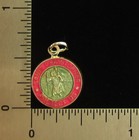 Vintage Saint Christopher Medal Pink Aqua Enamel Jesus Tiny Medal Small Size