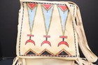 Vtg Plains Indian Native American Parfleche Bag Painted Tan Leather Purse Pouch 