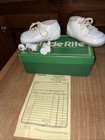 Vintage Stride Rite Baby Lace Up Shoes 3d White Leather Euc With Lace Bells