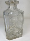 Vintage Crystal Cut Square Liquor Whiskey Decanter W  Stopper 9 5    B3-27