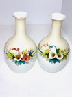 Antique Victorian Bristol Art Glass Vases Hand-blown Hand-painted 7    Set Of 2