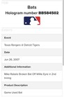 Mike Rabelo Detroit Tigers 2007 Game Used Bat 2006 Ws Team Mlb Authenticated