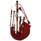 Scottish Great Highland Sheesham Wood Bagpipe Full Silver Mounts With Case