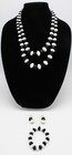 New Necklace Bracelet Earring Set With Black   White Stones In Gift Box  n2042