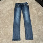 Miss Me Jeans Girls 16 Blue Medium Wash Denim Skinny Embellished 32 Inseam