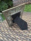 Vintage Floral Enameled Picture Frame Rhinestones Gold Trim Purple pink