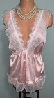 New Glossy Satin Romper Bodysuit Teddy 2x Frilly Soft Pink Polkadot Fairycore