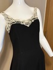 Vintage 90s Nightway Collections Black Mini Dress White Lace Trim Size M