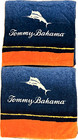 Pair Tommy Bahama Home Beach Bath Sheet Towels  100  Cotton Blue Orange Nwot
