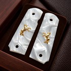 1911 Grips Full Size white Pearl With Gold Horse White Pearl gold