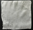 A  Vintage White Hankie Monogram N Madeira Style Hand Embroidery Wedding Bride
