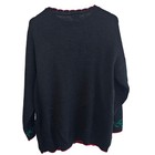 Vintage Christmas Sweater Women Size 1x Black Red Embroidered Ornaments Holiday