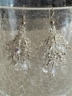 Cluster Glass Bead  Drop Dangle Earrings White  Silver