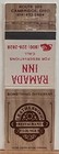 Ramada Inn   Leatherwood Restaurant Cambridge Oh Ohio Vintage Matchbook Cover