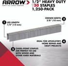 Arrow 508 Genuine T50 1 2-inch Staples 1250-pack