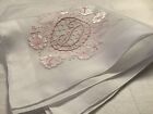 11081    exquisite Vintage Bridal Pink Madeira Monogram    d    Wedding Handkerchief