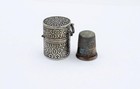 Ornate Antique Sterling Silver Chatelaine Thimble Holder case   Simons Thimble