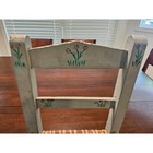 Vintage Handmade Child Chair Kids Blue Hand Painted Floral Woven Wicker Seat