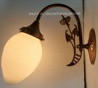 Antique Vintage Art Nouveau Fixture Brass   Milk Shade Wall Sconces Light Lamp