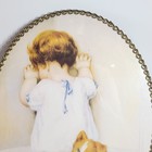 Vintage Bessie Pease Cutmann Flue Cover Metal Oval Framed Prints - Time Out Dog
