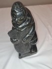 Soapstone Carving Of Inuit Catching A Giant Fish  Vintage  10 Inches Tall 