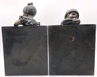Vintage Pair Art Deco Metal   Spelter   Bronze Bookends Little Boy   Girl  video