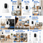 1080p Wifi Indoor Security Camera Pan Tilt Night Vision Two-way Audio