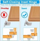 Satin Nickel 3 8  Inset Kitchen Door Cabinet Hinge Self Closing Face Mount