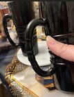 Vintage Set Of Beer Drinking Glass Mugs Bamboo Design  Heavy Black Bar