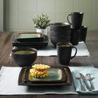 16-piece Square Stoneware Dinnerware Set Turquoise Plates Bowls Mugs Dishes New