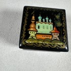 Vintage Russian Painted Lacquer Miniature Box Palekh Palace Scene
