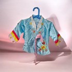 Traditional Korean Hanbok Blue Satin Embroidered Blouse Top  Size 4-5