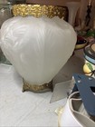 Vintage Art Deco Tiffin Co 1930 s Frosted Glass Poppy Ormolu Trim Vase Luminary