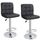Set Of 4 Bar Stools Adjustable Height Swivel Dining Chairs Modern Counter Black