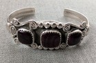 Vintage Navajo Sterling Homer Hijoe Purple Spiny Oyster Bracelet Ring Earring   