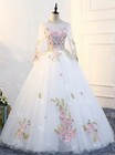 Wedding Dress Illusion Scoop Neck Long Sleeve Floor Length Princess Bridal Gown