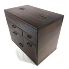 Japanese Antique Wooden Sewing Box Haribako Chest Drawers H10 2  w12 6  d7 9in Fs