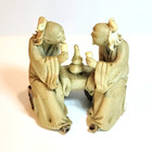 Handmade Vintage Mudman Miniature Bonsai Two Mudmen Sitting Drinking 2 