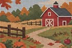 Fall Autumn Farm Scene Pumpkins Needlepoint Canvas 13 Mesh 9 3x6 