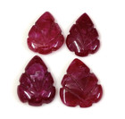 Natural High Quality Ruby Handmade Leaf Carved Gemstone Lot 8 Cts  4 Pieces