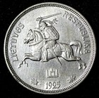 Lithuania Silver 1925 5 Litai  One Year Type  Aunc Km  78  27 843 
