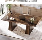 63-inch Executive Desk  Modern Large Office Computer Desk With Double Pedestal