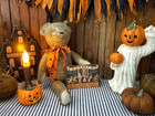 Vintage Primitive Retro Style Halloween Beggars Night Loot Candy Bags Wood Sign